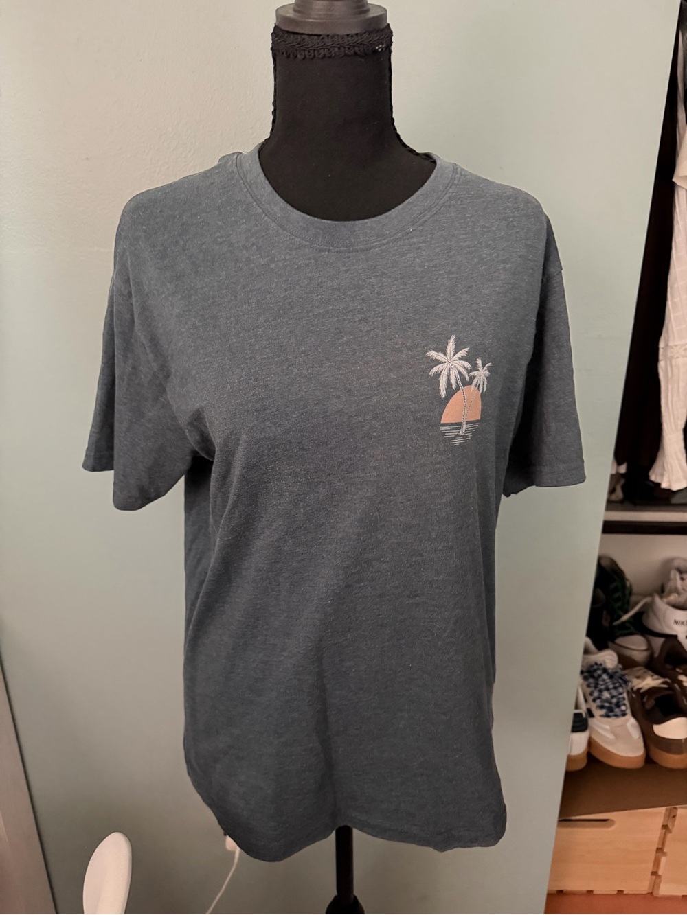 Men's Palm Sunrise Graphic Tee - Slate Blue